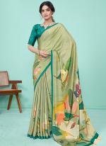 Soft Crepe Green Casual Wear Printed Saree